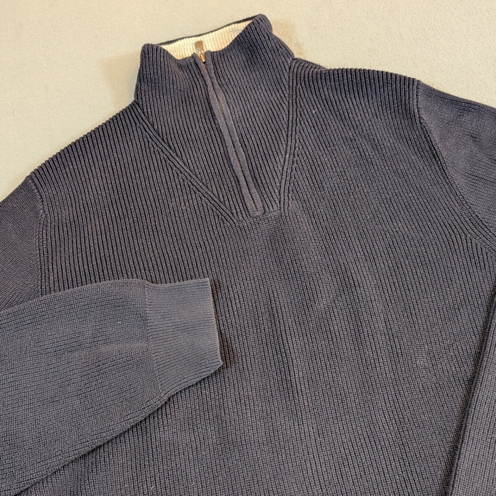 Brooks Brothers Mens XL Ribbed Quarter Zip Sweater Casual Business Preppy